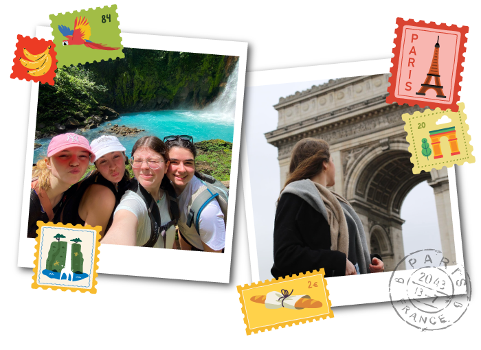 Students traveling in Costa Rica and Paris Students traveling in Costa Rica and Paris
